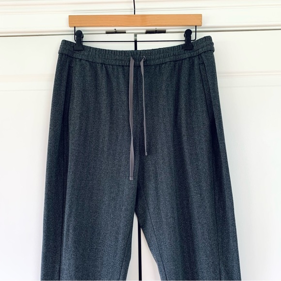 Eileen Fisher Drawstring Trouser Pants Slouchy Herringbone Gray Tapered Size S - Picture 2 of 8